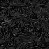 Black Satin Rosette Fabric by the Yard - 1 Yard