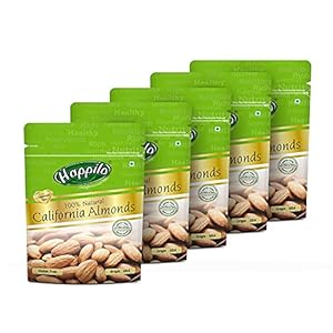 Happilo 100% Natural California Dried Almonds 200g Each (Pack of 5) | Premium Badam Giri | High in Fiber & Boost…