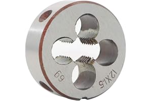 LingGan HSS 12mm X 1.5 Metric Right Hand Round Die, Machine Thread Die M12 X 1.5mm Pitch for Mold Machining, Alloy Steel, It Can Process Steel, Cast Iron, Copper And Aluminum.