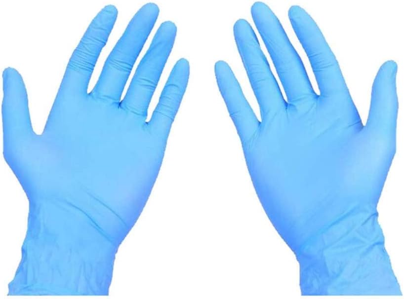 FZTEY 100 Pcs Per Box Disposable Nitrile Gloves Powder Free, Safety Protective Thin Housework Medical Grade Gauntlets For Men And Women Medium/8(M, Blue)