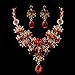 Ikevan Hot Selling Necklace Women Prom Wedding Bridal Jewelry Crystal Rhinestone Necklace Earring Sets Red