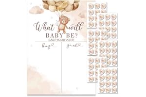 WRUISZ Animal & Bear Themed Gender Reveal Decorations Set - Voting Board Poster Team Boy Team Girl Stickers Props for Baby Sh