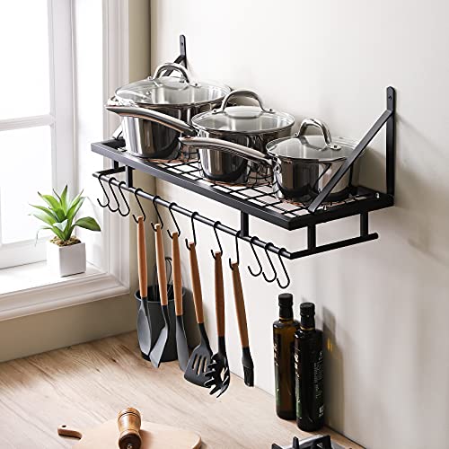 KES 30Inch Kitchen Pan Pot Rack Wall Mounted Hanging Storage Organizer