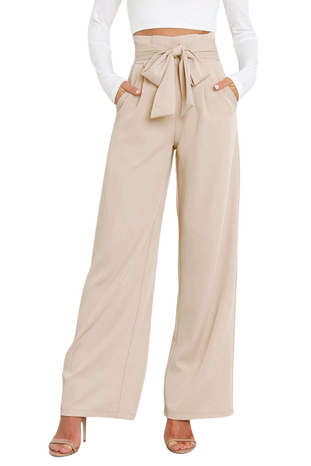 GUOLEZEEV High Waist Wide Leg Trousers for Women