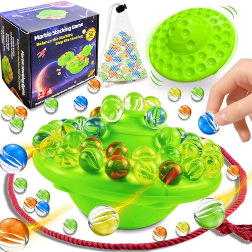 TitTees Marble Balance Board Game with 60 Glass Marbles & Storage Base - Fun Family Board Game for Kids & Adults, Party Game for 1-4 Players | Educational STEM Toy & Birthday for Kids Ages 8-12