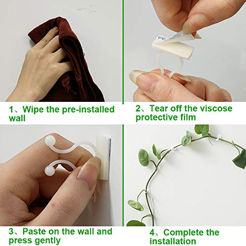 Motiloo Plant Climbing Wall Fixture Clips, 100Pcs Vine Plant Climbing Wall Fixer Self-Adhesive Hook,Wall Sticky Hook Vines Fixing Clip Vines Holder for Home Decoration (100PC)