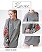 Zevrez Women's Casual Tunic Pullover Floral Long Sleeve Crewneck Sweatshirt Grey Dress
