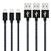 BULESK USB iPhone Cable 6' Nylon Braided Lightning to USB iPhone Charger Cord for iPhone 7 Plus 6S 6 SE 5S 5C 5, iPad 2/3/4 Mini Air Pro, iPod - Black/Blue, 3 Piece