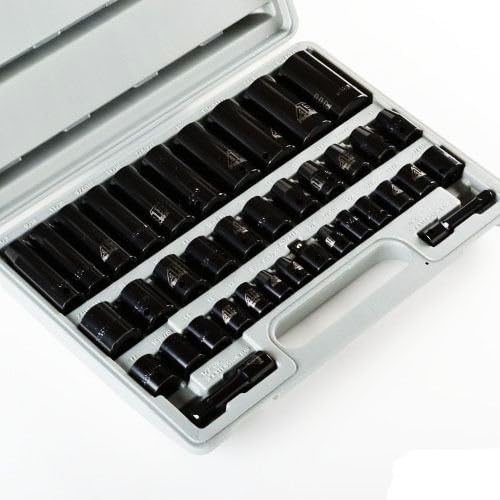 38 PCS 3/8" & 1/2" Drive Combo Impact Socket Set High Impact Tools w/ Case