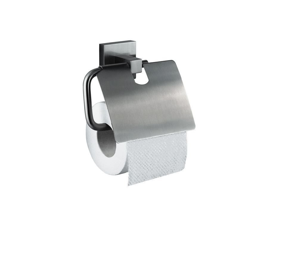 Haceka "Mezzo Tec Toilet Roll Holder with Lid, Silver