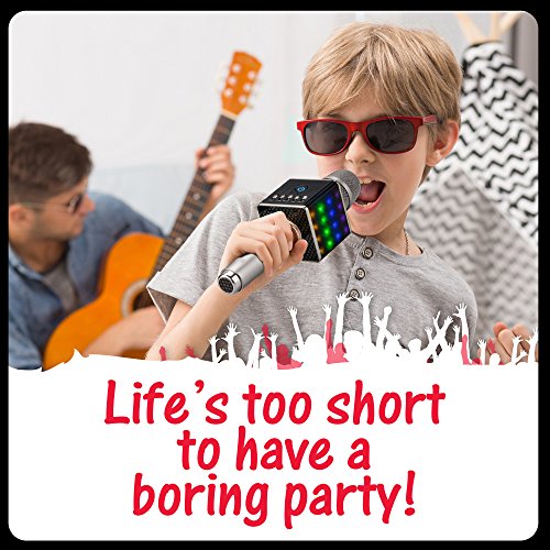 Karaoke-Microphone-H8-20-with-Smartphone-holder-and-LED-Lights-Wireless-Portable-Speaker-Bluetooth-Machine-for-Easy-Connection-to-iPhone-and-Android-The-Perfect-Home-KTV-Karaoke-Singing-Dark-Gray