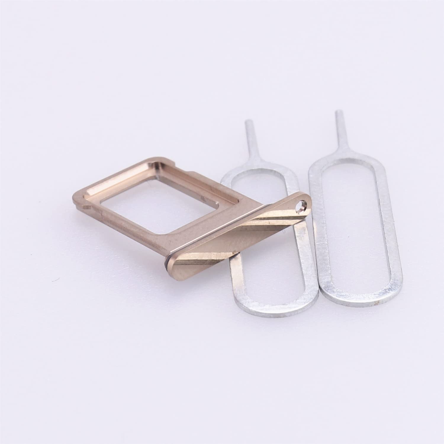 For iPhone 13/13 Pro Max SIM Card Tray Slot Holder Replacement, (Single Card Version) with Waterproof Rubber Seal Ring + SIM Card Tray Open Eject Pin Gold
