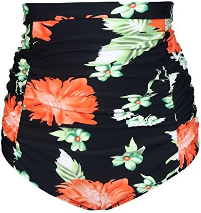Eidlvais Women's 50s Retro Bikini Swimsuit Swimwear Bathing Suits Bottoms Separates Black Floral Size M