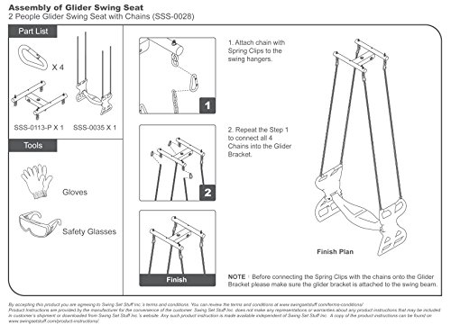 Swing Set Stuff Inc. Glider with Coated Chains & SSS Logo Sticker Playground Attachment, Blue - Thumbnail 4