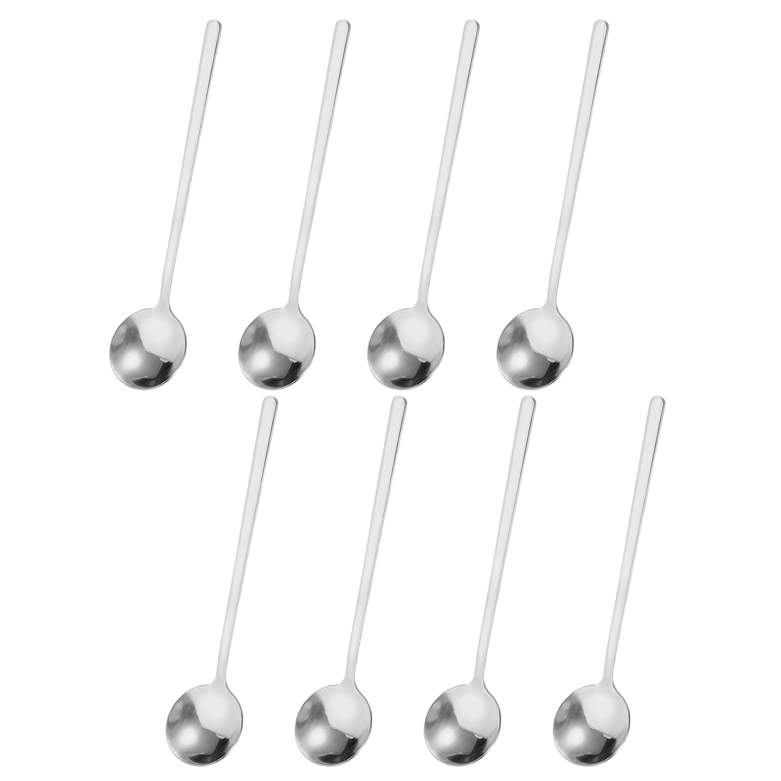 uxcell 8Pcs Stainless Steel Espresso Spoons 5 Inch Mini Coffee Spoon Teaspoon Mini Stirring Spoons for Coffee Dessert Ice Cream Cake, Silver