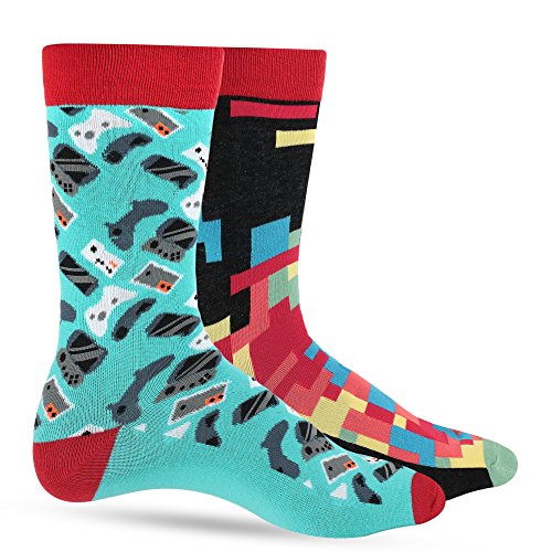 Mens Dress Socks: Funny Socks For Men: Novelty Crazy Cool & Funky Colorful Sock: Video Game Retro
