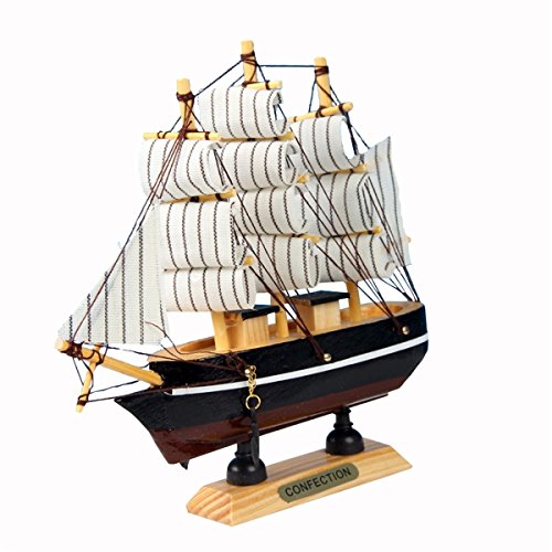 bouti1583 Sailing Tall Ship Boat Wooden Model Craft Decor (Random Color)