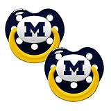 Baby Fanatic NCAA 2 Pack Baby Pacifier University of Michigan, Holes