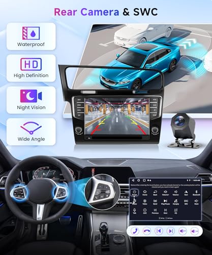 【Dab】 2G+64G Android Car Radio for VW Golf 7 2013-2017, 9 Inch Touch Screen Car Radio Wireless Carplay Android Auto Navi GPS WiFi Mirror Link Bluetooth FM/RDS/DVR/EQ/SWC Backup Camera