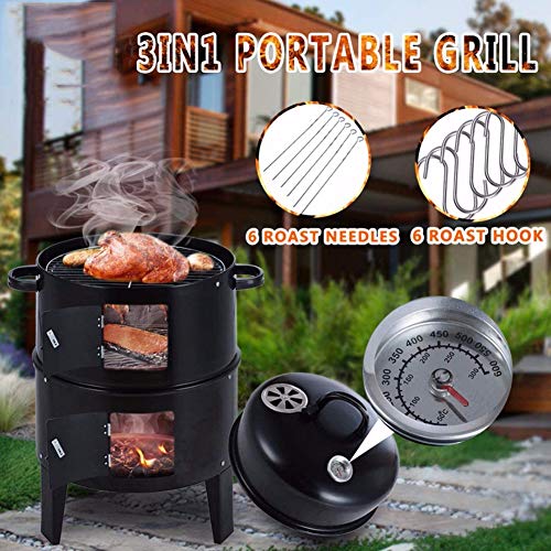 LBXKE BBQ Räucherofen, 3-In-1 Holzkohlegrill, Eingebautes Thermometer Und Einstellbare Belüftungsöffnungen, Große… – Bild 7