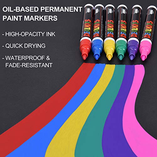 image for DealKits 16 Colors Paint Marker Pens for Rock Painting [Oil-Based] [Qu
