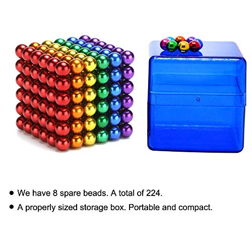 MENGDUO 5MM 224pcs Magnets Building Blocks Toys for Sculpture Stress Relief Magnet Intelligence Development - Office Toy for Adults (6 Colors) - Thumbnail 2