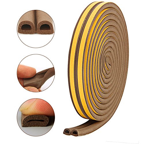 Foam Sealing Strip Door Window Insulation Kit,YIJU D Type EPDM Self Adhesive Doors and Windows Soundproof Insect Prevention Collision Avoidance Rub