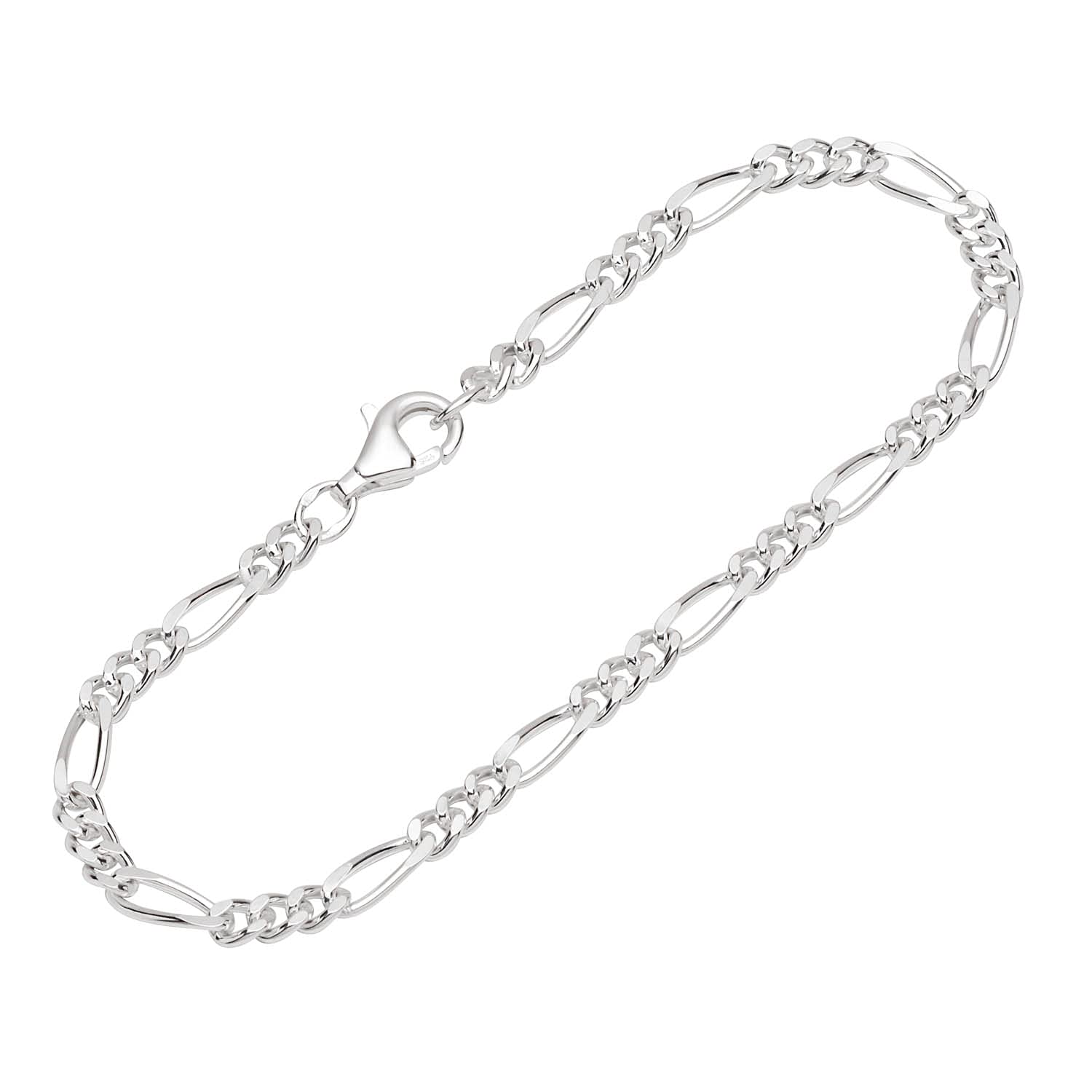 NKlaus bracelet Sterling Silver 19cm Figaro curb chain diamond unisex bracelet