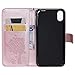 NOMO for iPhone XR Case,for iPhone XR Wallet Case,for iPhone XR Flip Case PU Leather Emboss Tree Cat Flowers Folio Magnetic Kickstand Cover with Card Slots for iPhone XR (6.1 inch) Release, Rose Gold