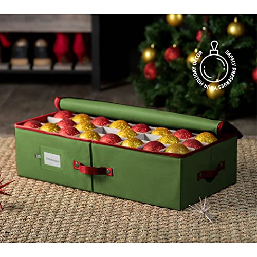 ZOBER Underbed Christmas Ornament Storage Box Zippered Closure Stores up to 64 of The 3inch