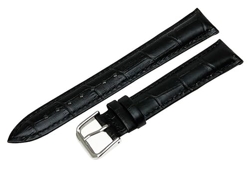 RECHERE Leather Watch Band Strap Pin Buckle Color Black (width