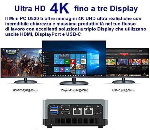 Mini-PC-Intel-Core-i5-8259U-16GB-RAM-256GB-PCIe-SSD-Graficos-Intel-Iris-Plus-655-Windows-10-Pro-Intel-WIFI6-AX200-BT-51-HDMIDPUSB-C-2X-RJ45-4X-USB-30-Factor-de-Forma-Pequena