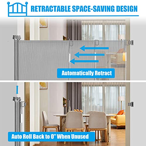 Retractable Stair Gate 71 inch, Extra Wide Baby Safety Gate, 31’’ Tall