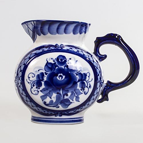 Forest Flower Cream Jug. Blue and White Porcelain. Gzhel