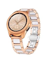 correa V MORO Compatible con Galaxy Watch 42mm correas Oro rosa Mujeres 20mm Joyería Metal Acero inoxidable con reemplazo de cerámica para Samsung Galaxy Watch 42mm SM R810   Gear S2 Classic R732   R735