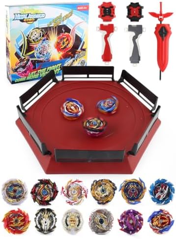 Bey Battle Burst Spinning Top Set - 12 Tops & 2 Launchers, Portable Battle Game For Kids, Burst Action