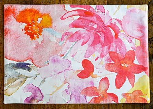 100% Cotton Digitally Printed Watercolor Placemats. Great Gift - Set of 6 Placemats, 13-inch x 19-inch. French Designs by Vous Du Rivage (Fleurette Collection)