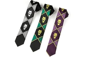MANYEER 3pcs Kira Yoshikage Ties,Anime Cospaly Purple Grey Green Neckties for Unisex, Green, Purple and Black, standard