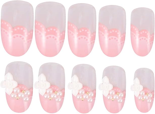 Amazon Frcolor ネイルチップ 3d ネイルアート 中等長さ Diy デコレーション 付け爪 家庭 サロン ネイルデザイン 結婚式 パーティー 24枚セット スタイル3 Frcolor ネイルチップ 通販