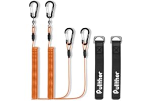 pullther fishing 2 Pcs Fishing Lanyard Kayak Paddle Leash,Fishing Accessories,Heavy Duty Retractable Coiled Lanyard for Kayak