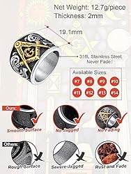 FaithHeart Customized Free Mason Rings for Men