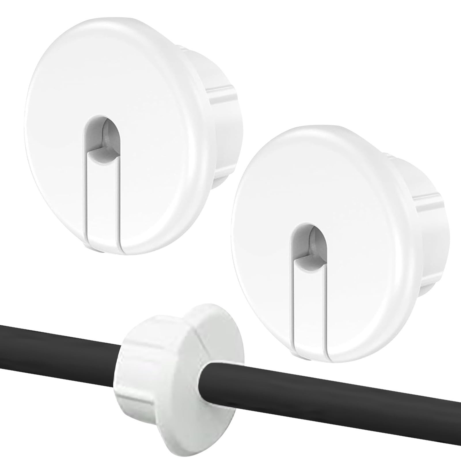 2pcs Wall Bushing for Ethernet Cable, Wall Through Adapter, Wall Grommets Wall Wire Through Wall Hole Cover Bushings for 1 inch Wall Hole, Desk Table Furniture Wire Hole (White)