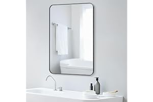 SCWF-GZ 16x24 Rectangle Mirror Full Length Wall Mounted Hanging or Against Wall Metal Frame Dressing Make-up Mirrors for Entryway Bedroom Bathroom Living Room 16 24 inch Black