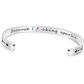 TONY & SANDY Inspirational Bracelets for Women Teen Girls Personalized Gifts for Daughter Granddaughter Mom Sister Friends Stainless Steel Engraved Cuff Birthday Easter Christmas