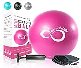 Live Infinitely Professional Grade 9 Inch Anti-Burst Mini Pilates Ball for Home Exercise, Balance Training, Yoga & Barre Workout – Includes Hand Pump, Needle Valve & Mesh Carrying Bag (Pink)