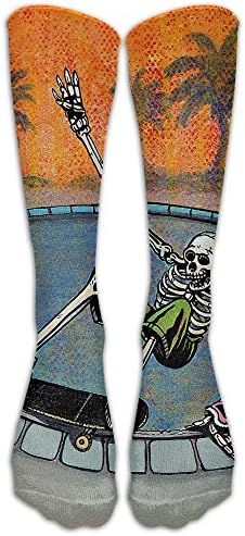 WeiGin Men's Novelty Skeleton Skateboard Coconut Stylish Outdoor Sport Knee High Long Socks Athletic Crew Socks