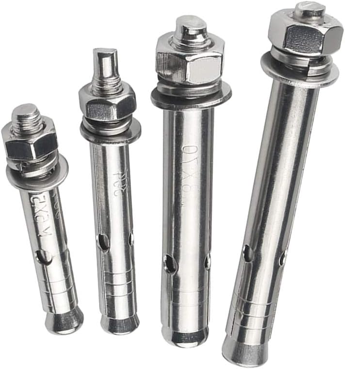 XFentech 10 Pieces M6 hex nut Expansion Screws - 304 Stainless Steel Sleeve Anchor with Nuts and Bolts, M6 x 80 mm (Screw Diameter Screw Length)