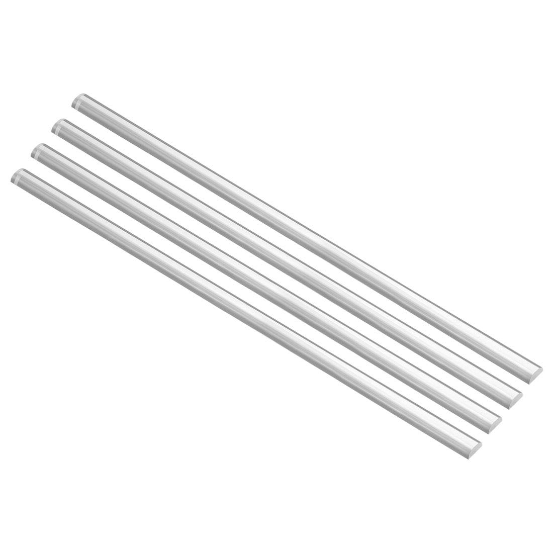 Sourcingmap Acrylic Round Rod,5mmx10mmx250mm Clear,Semicircle Shape Solid Plastic PMMA Bar Stick 4pcs