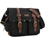 Jonon Vintage Militaire Mannen Canvas Messenger Bag voor 13,3-17 Laptop ( maat 13.3, Groen), Groen1, Size 13.3