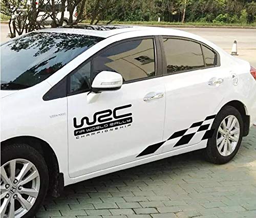 i-VIVIAN Universal Sports Racing Stripe Graphic Stickers and Decals for Truck Auto Car Body Side Door (Grid Black) - Thumbnail 2